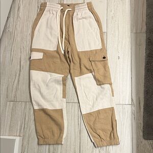 J. Crew Tan and Cream Ankle Cargo Pants 2 NWT